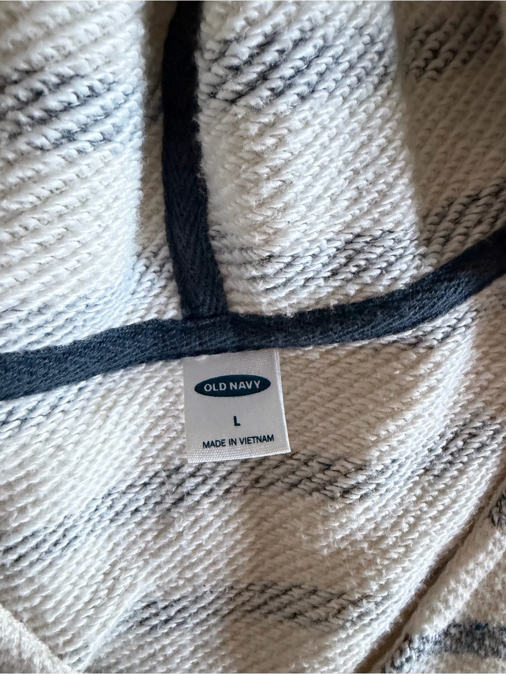 Old Navy Cream and Blue Striped Hooded Pullover - Picture 2 of 3